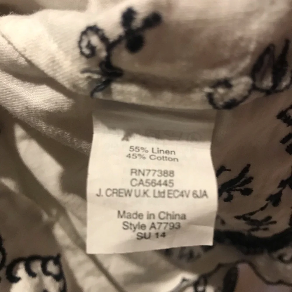 J.Crew Linen Embroidered Scalloped hem Dress EUC 0